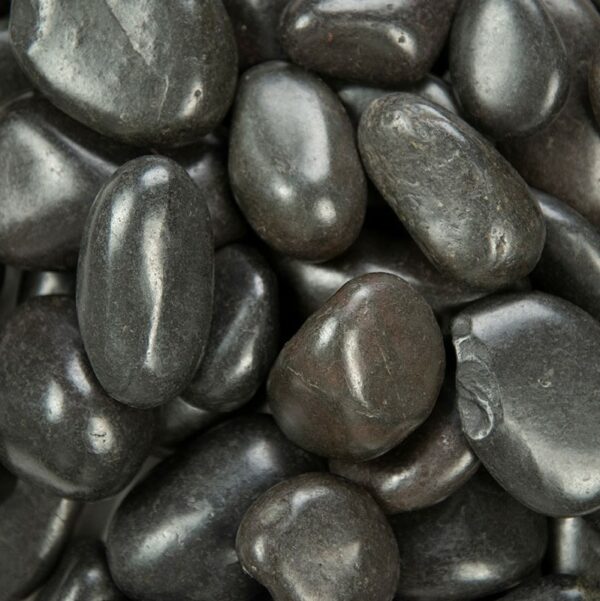 Ornate Black Polished Pebbles (Bagged only, 18kg bag)